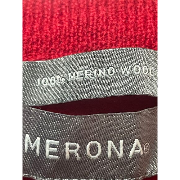 Merona 100% Merino Wool Argyle Sweater Red Gray Black V Neck Medium - Picture 4 of 10